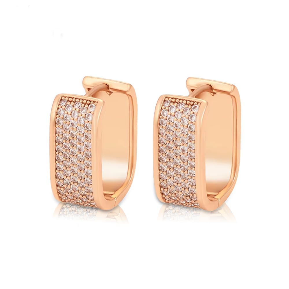 Arracadas Cuadradas Oro Rosa con Zirconia Aleah Jewelry