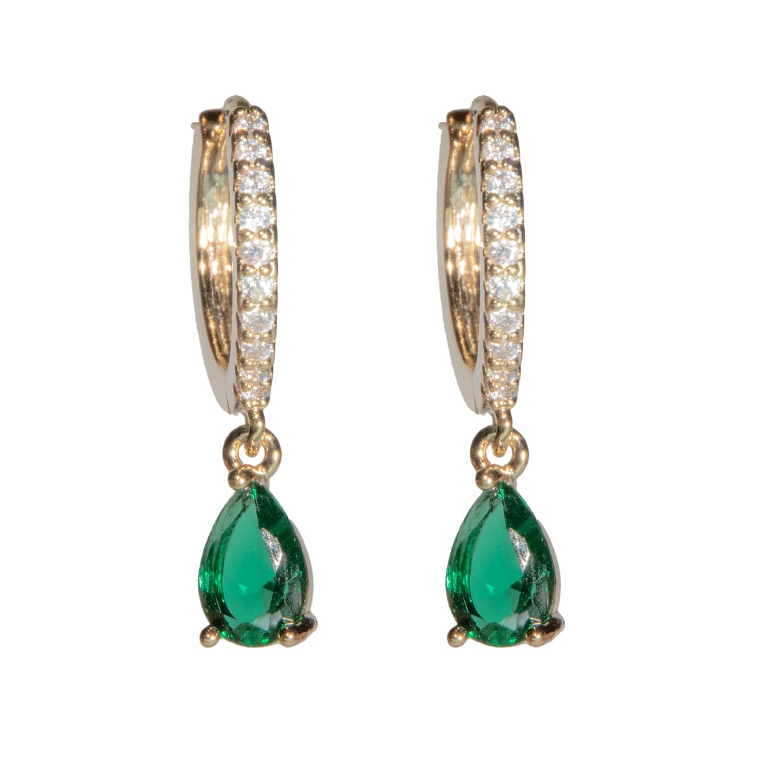 Arracadas Gota Verde con Zirconias Aleah Jewelry