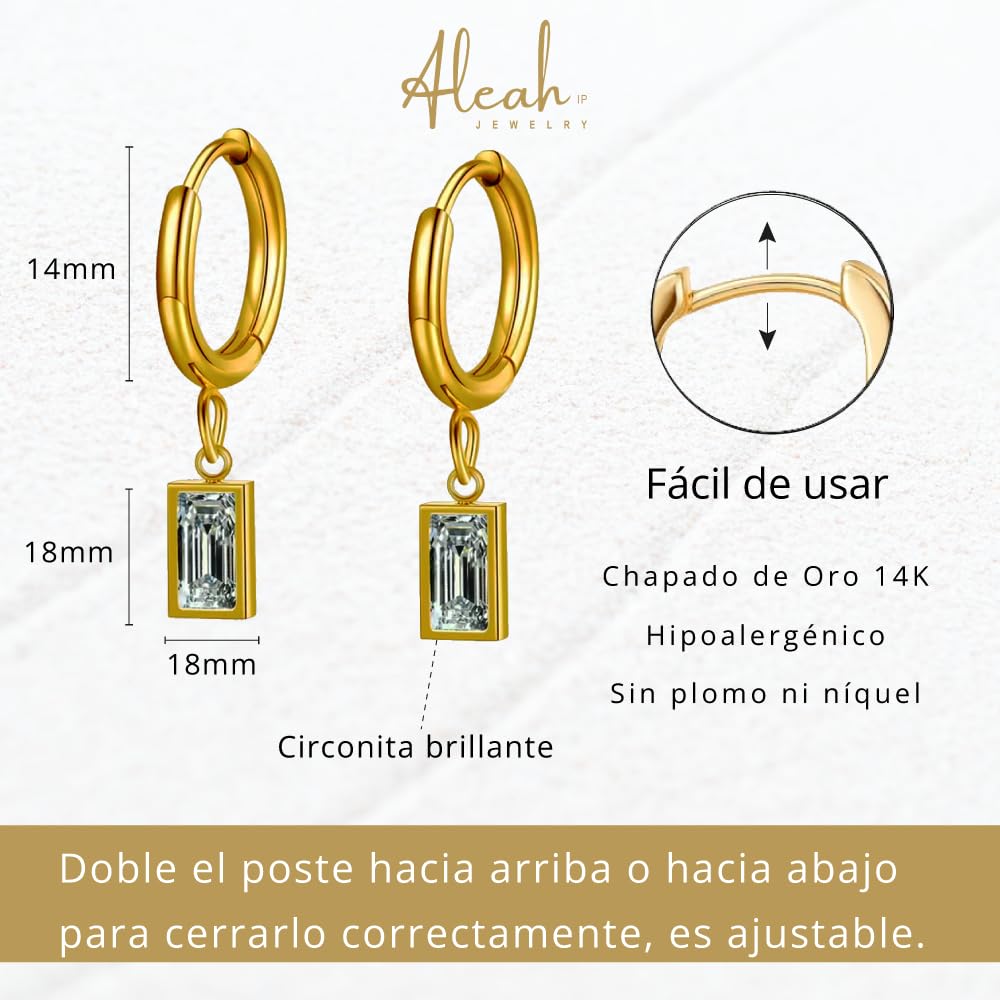 Arracadas con Zirconia Rectangular Aleah Jewelry vista 9