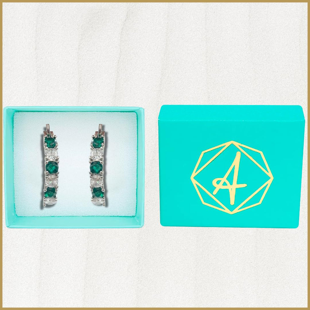 Arracadas Color Esmeralda con Zirconias Aleah Jewelry vista 2