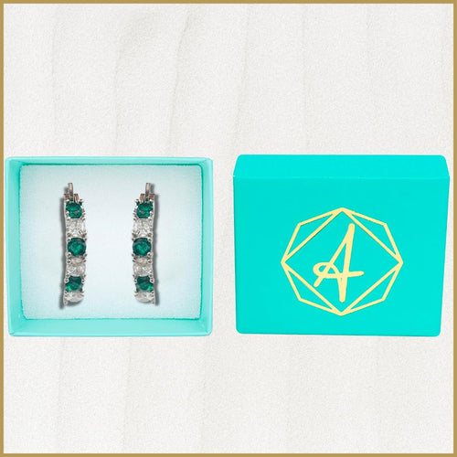 Arracadas Color Esmeralda con Zirconias Aleah Jewelry vista 2