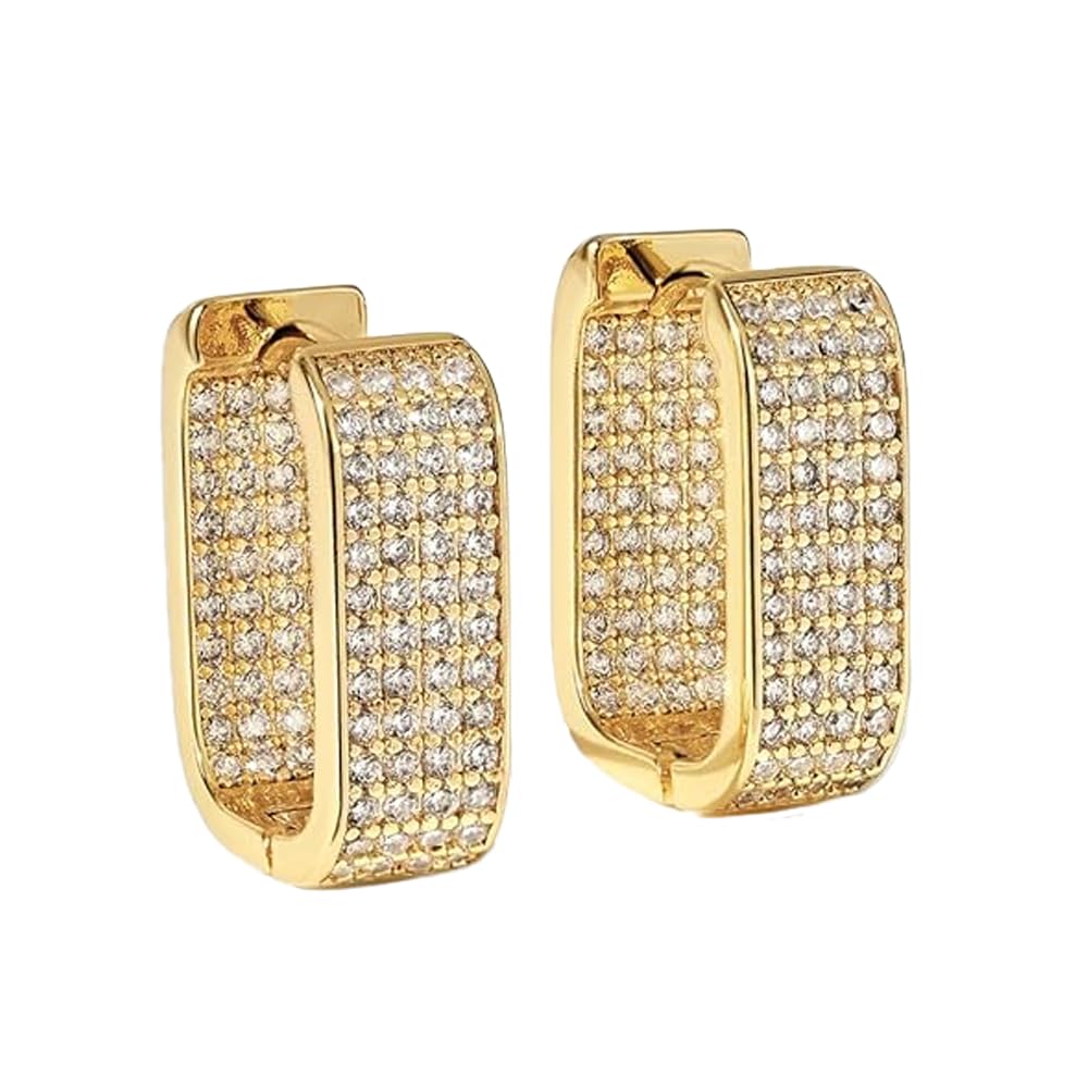Arracadas Cuadradas Doradas con Zirconia Aleah Jewelry