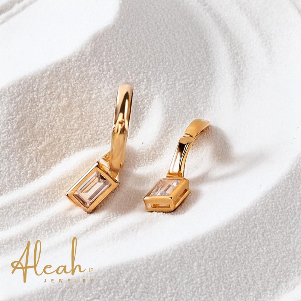 Arracadas con Zirconia Rectangular Aleah Jewelry vista 4