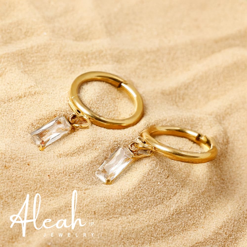 Arracadas con Zirconia Rectangular Aleah Jewelry vista 6