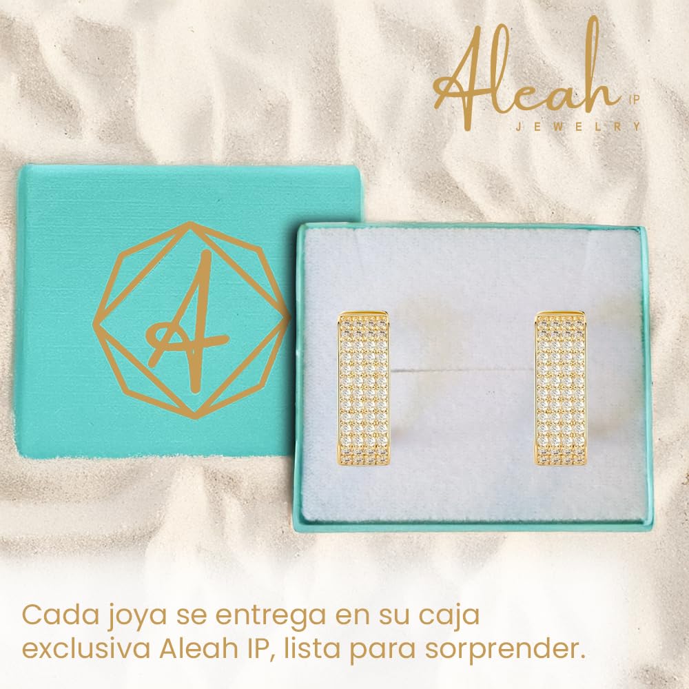 Arracadas Cuadradas Doradas con Zirconia Aleah Jewelry vista 6