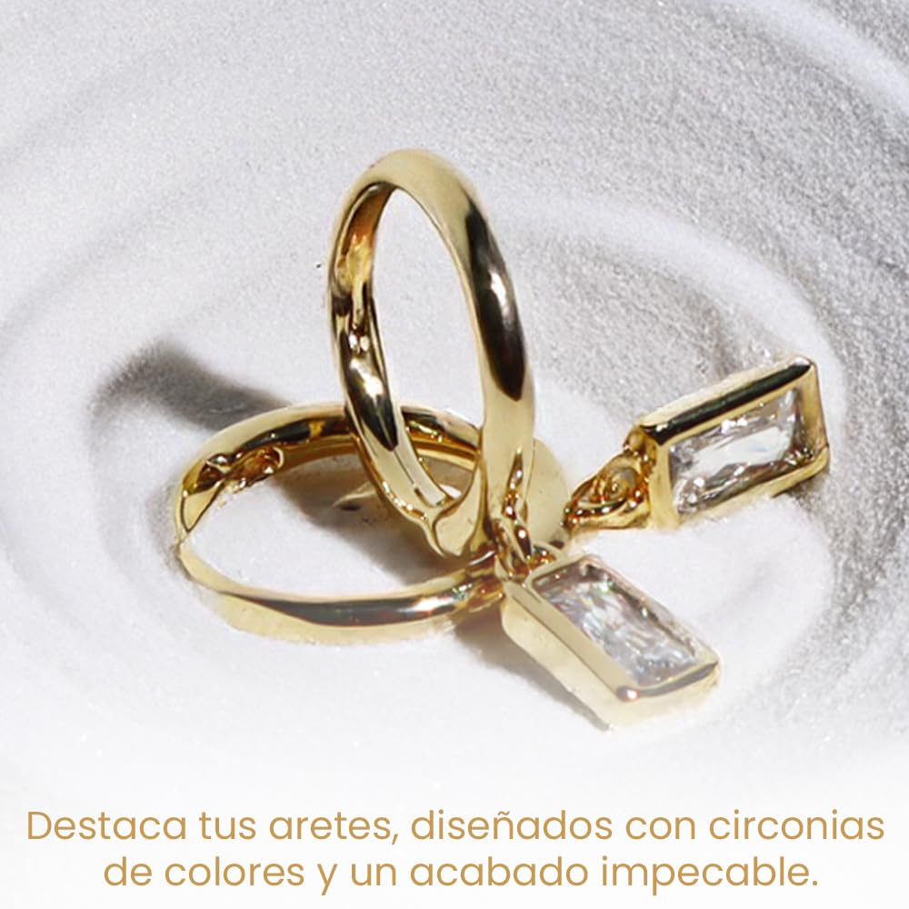 Arracadas con Zirconia Rectangular Aleah Jewelry vista 5