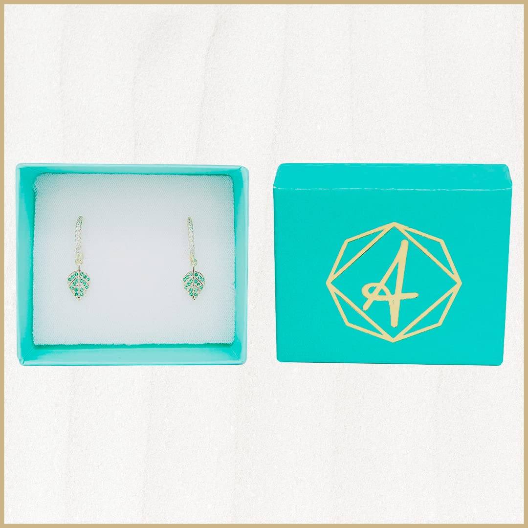 Arracadas Hojas con Zirconia Verde Aleah Jewelry vista 2