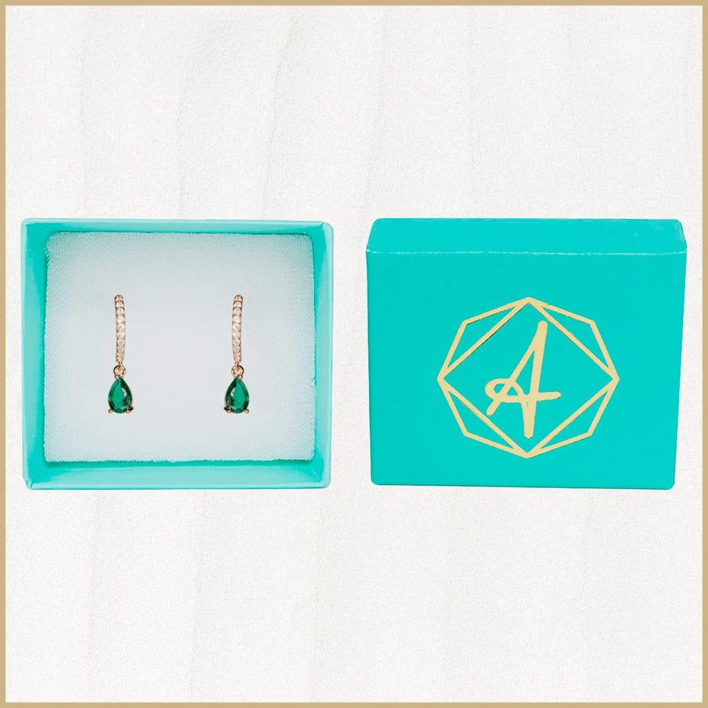 Arracadas Gota Verde con Zirconias Aleah Jewelry vista 2