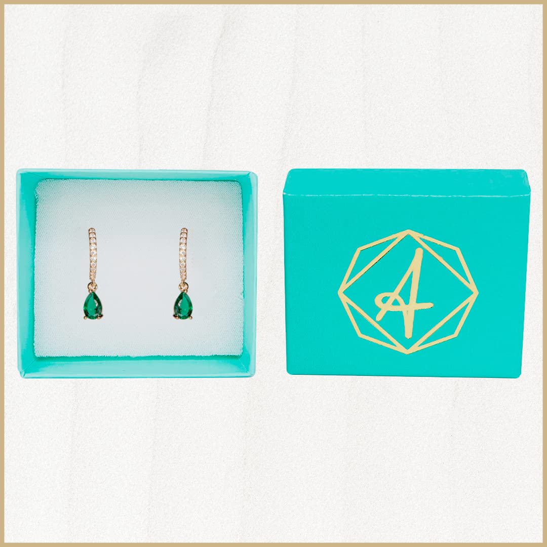 Arracadas Gota Verde con Zirconias Aleah Jewelry vista 2