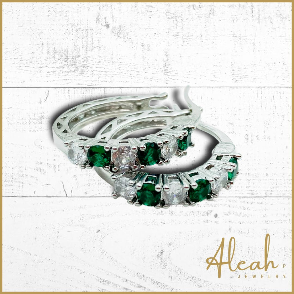 Arracadas Color Esmeralda con Zirconias Aleah Jewelry vista 4