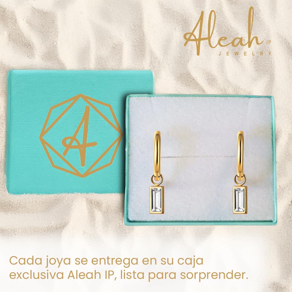 Arracadas con Zirconia Rectangular Aleah Jewelry vista 7