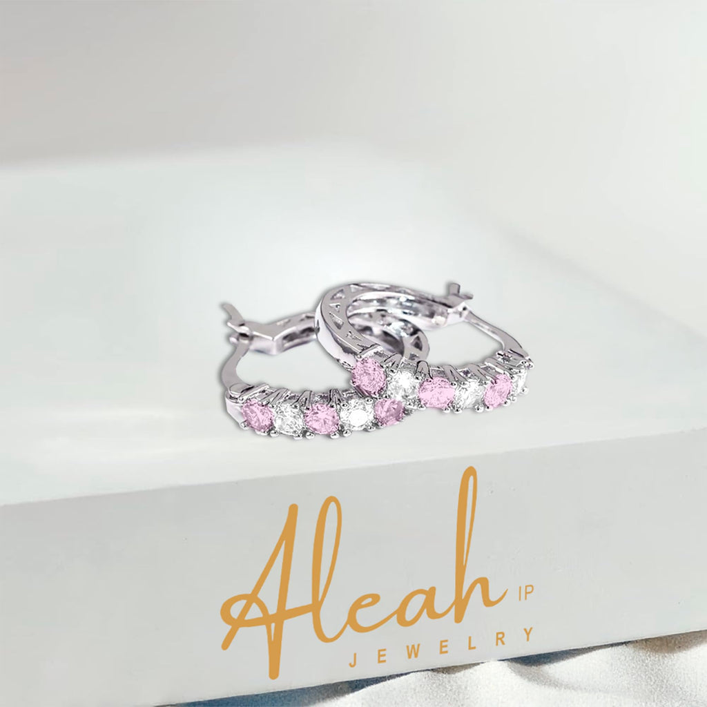 Arracadas Rosas con Zirconias Aleah Jewelry vista 6