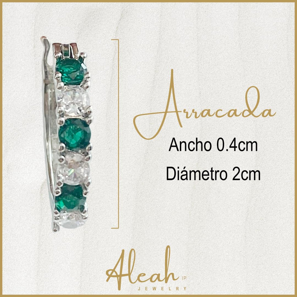 Arracadas Color Esmeralda con Zirconias Aleah Jewelry vista 5