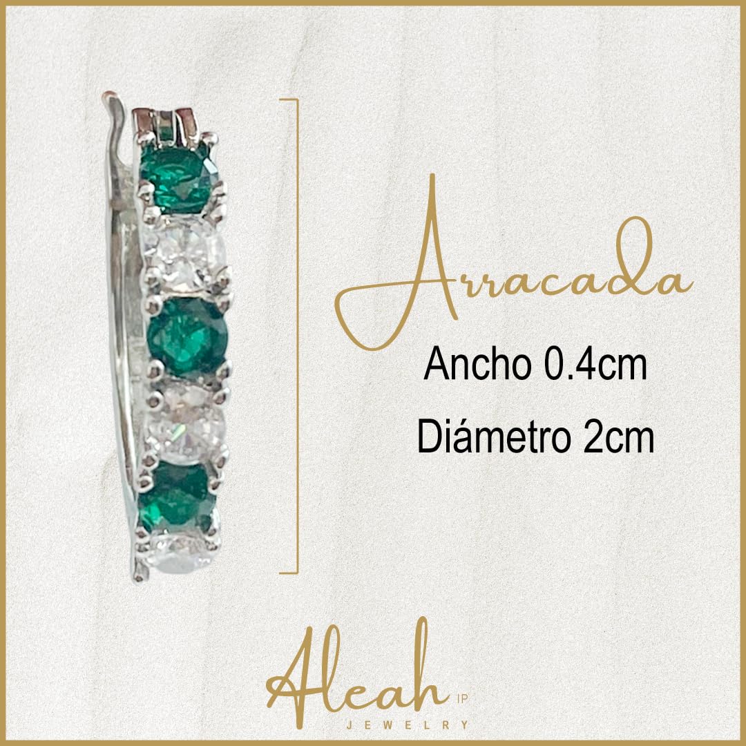 Arracadas Color Esmeralda con Zirconias Aleah Jewelry vista 5