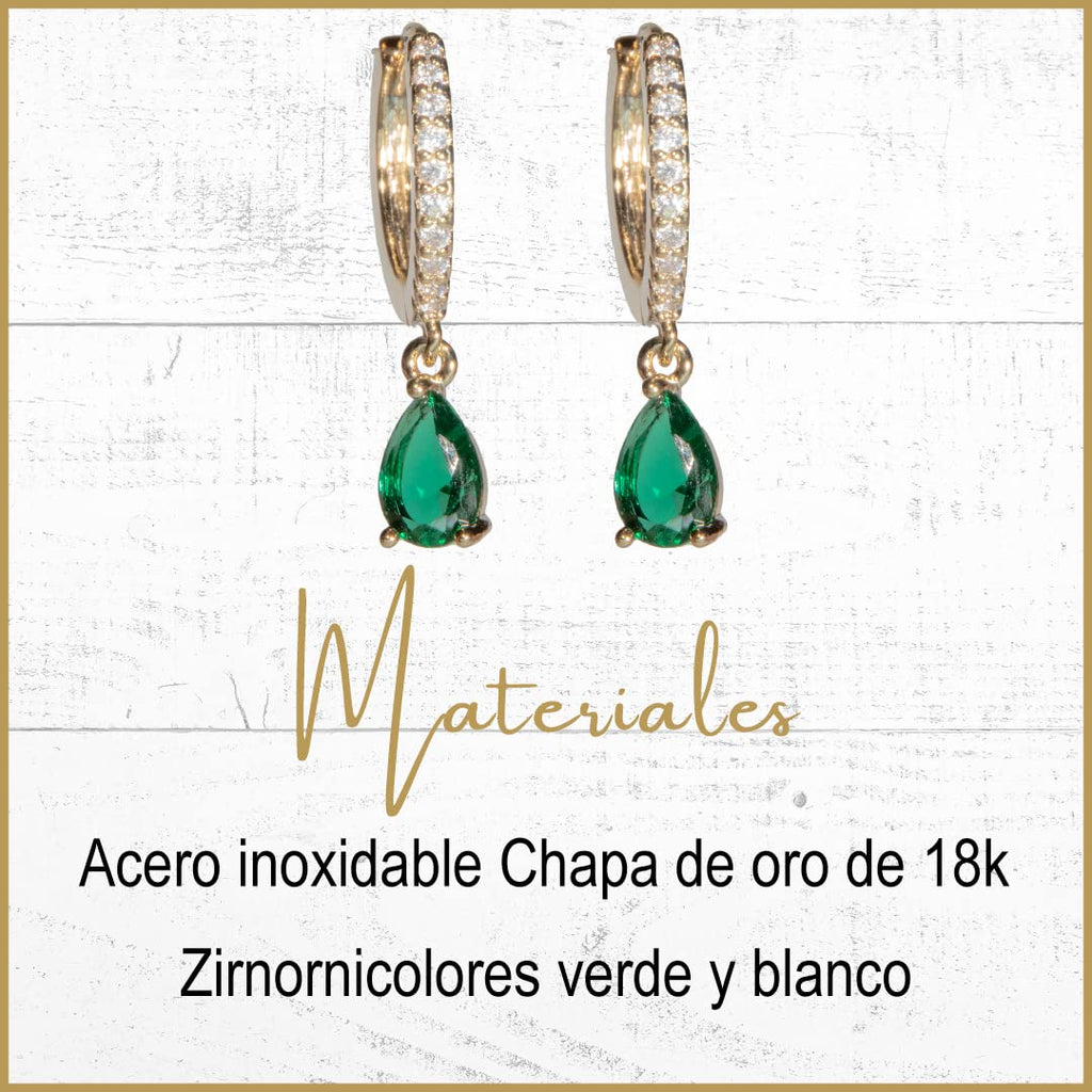 Arracadas Gota Verde con Zirconias Aleah Jewelry vista 6