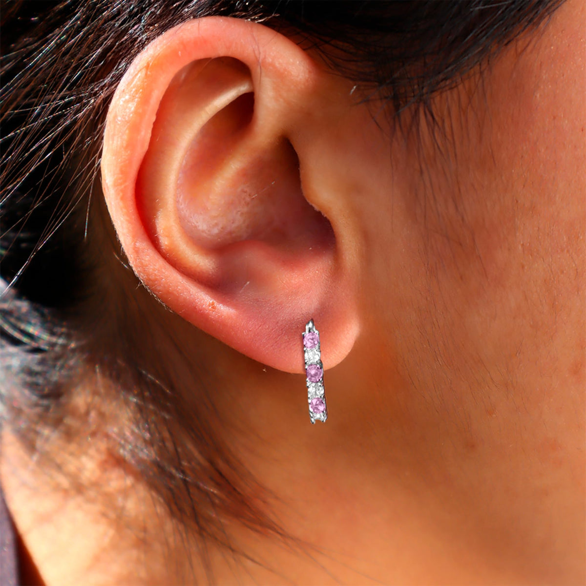 Arracadas Rosas con Zirconias Aleah Jewelry vista 3