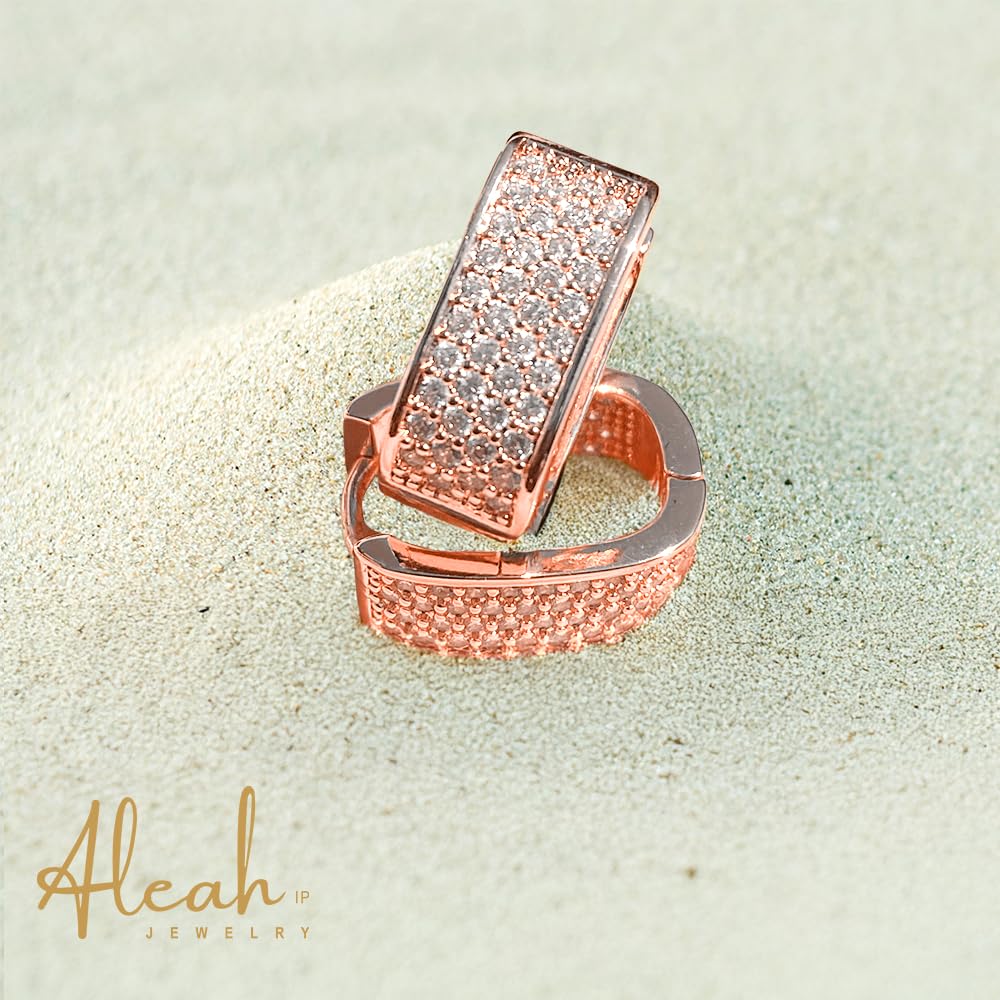 Arracadas Cuadradas Oro Rosa con Zirconia Aleah Jewelry vista 4