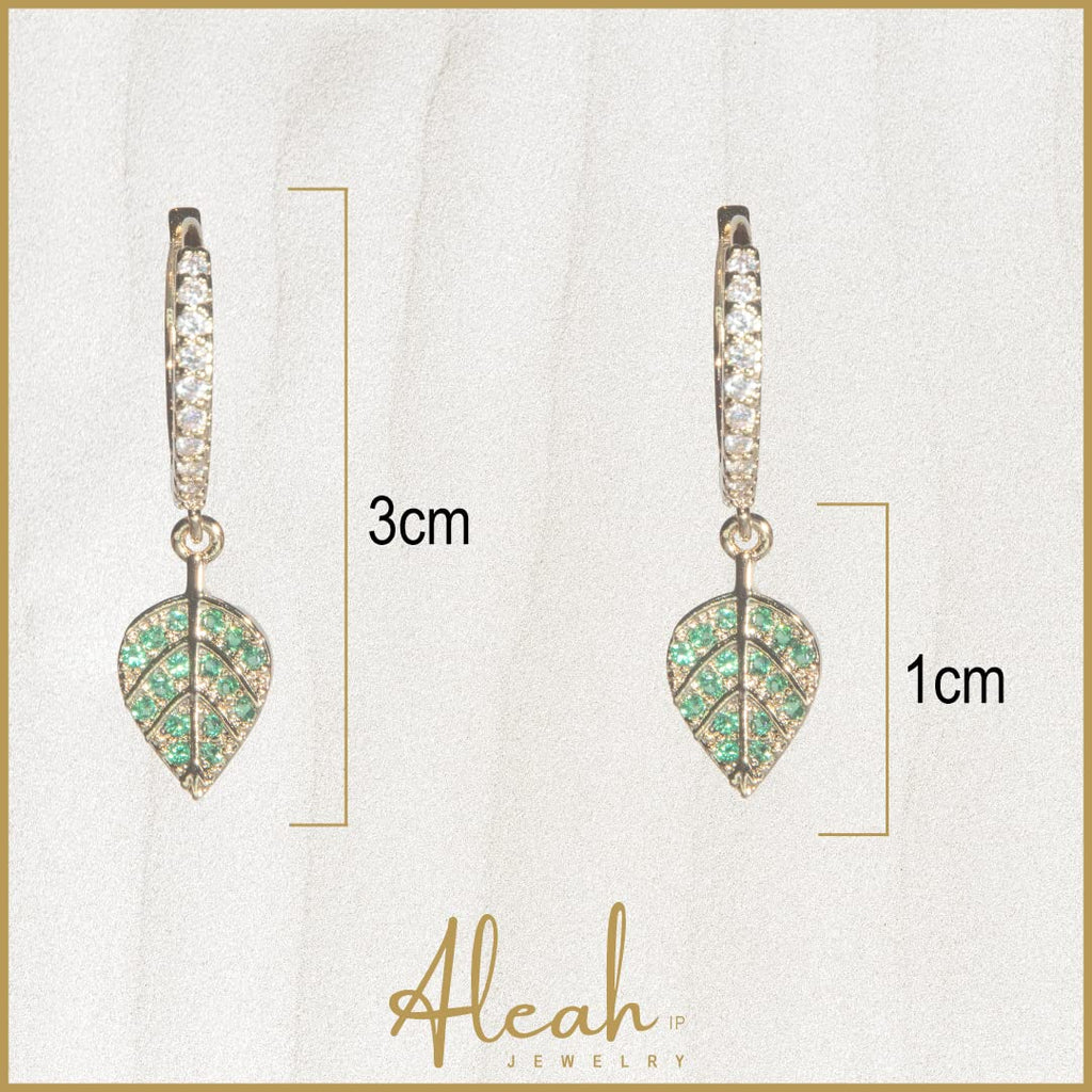 Arracadas Hojas con Zirconia Verde Aleah Jewelry vista 5