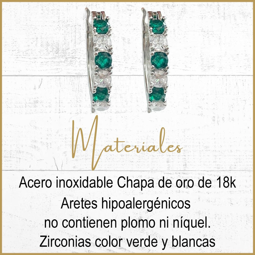 Arracadas Color Esmeralda con Zirconias Aleah Jewelry vista 6