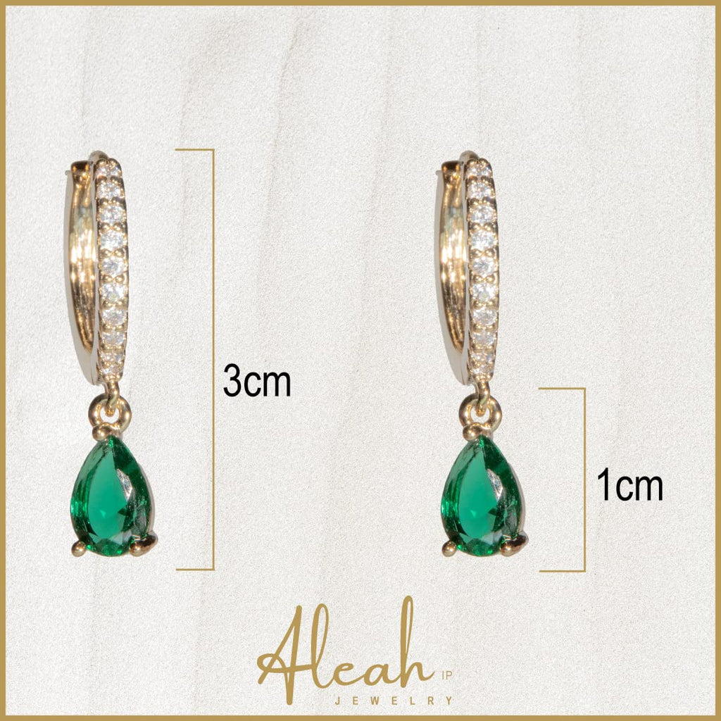Arracadas Gota Verde con Zirconias Aleah Jewelry vista 5