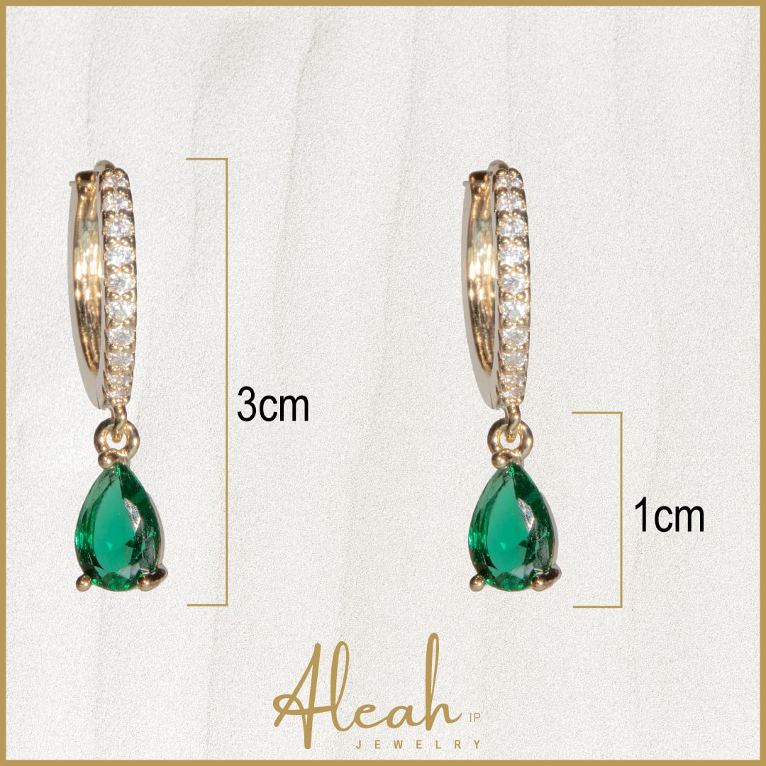 Arracadas Gota Verde con Zirconias Aleah Jewelry vista 5