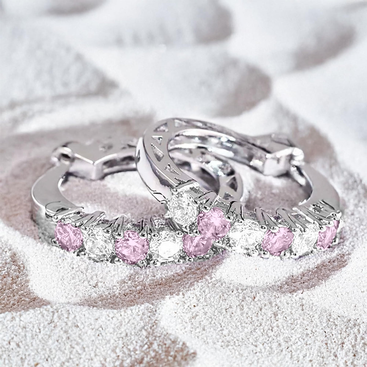 Arracadas Rosas con Zirconias Aleah Jewelry vista 8