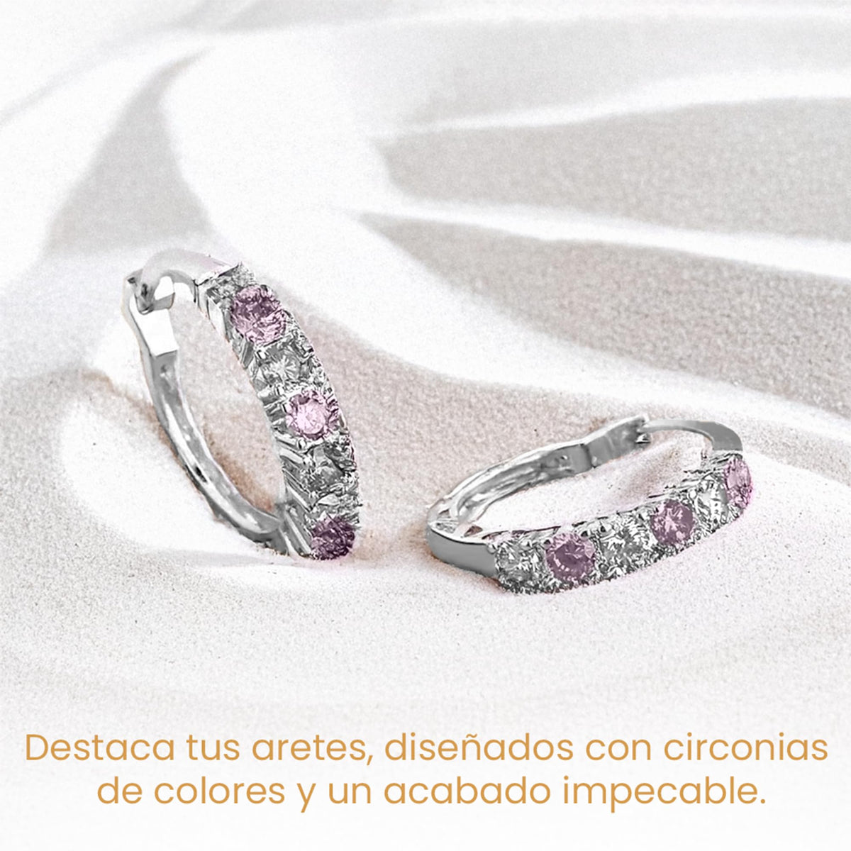 Arracadas Rosas con Zirconias Aleah Jewelry vista 7